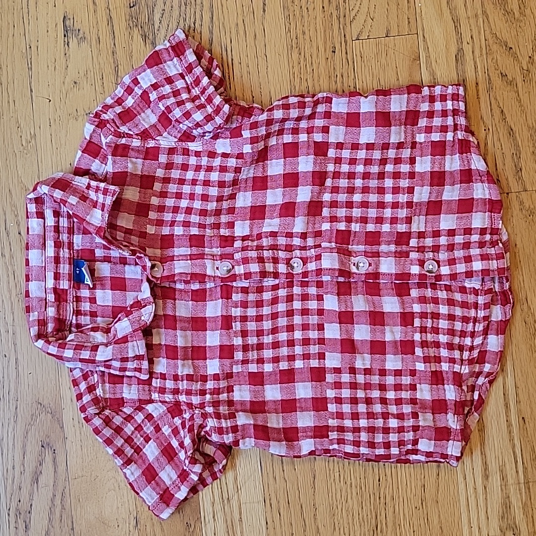 Red Gingham Button Down 4t